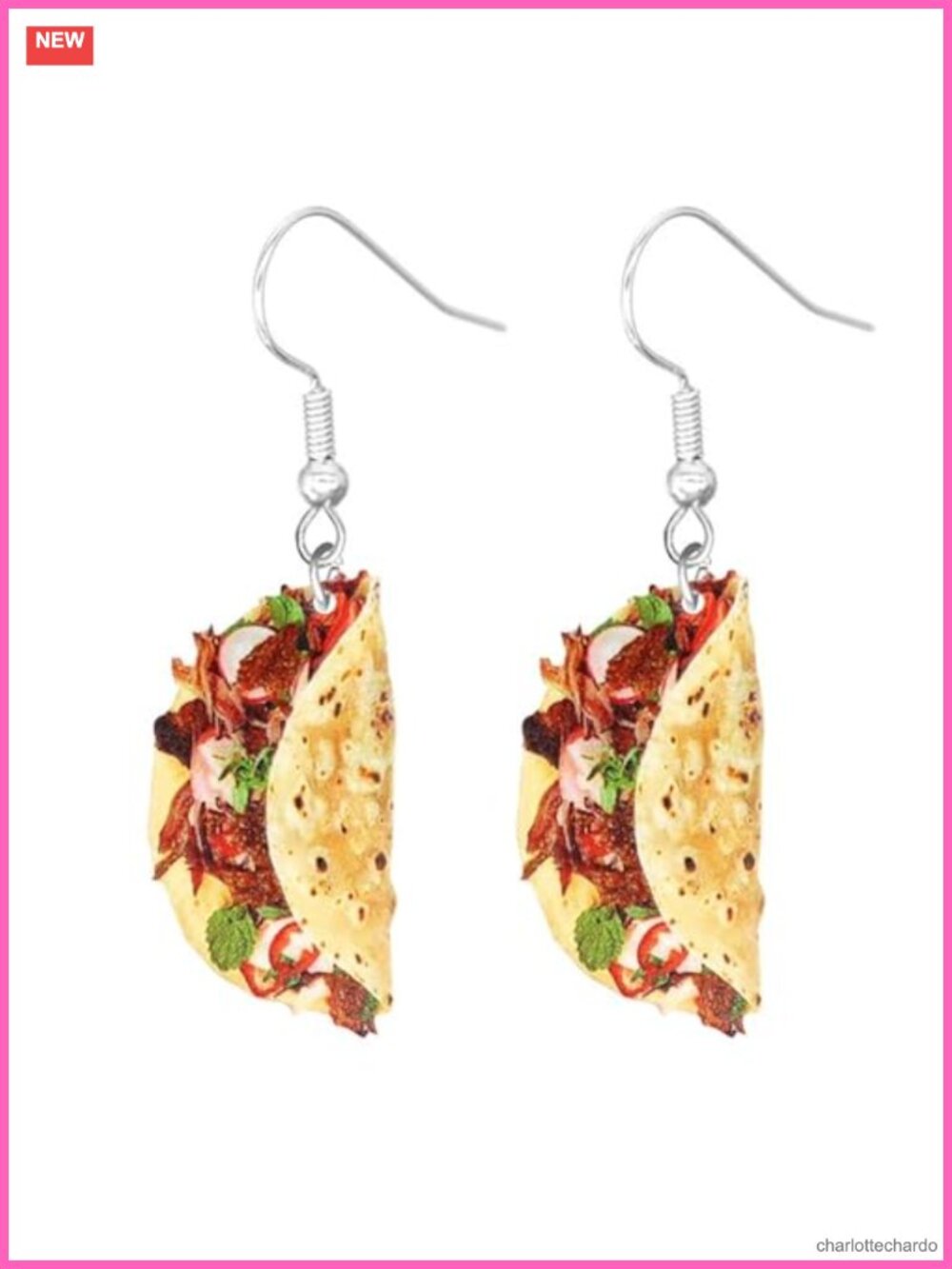 Acrylic Food Theme Dangle Earrings Fries Hamburger Taco Cookies